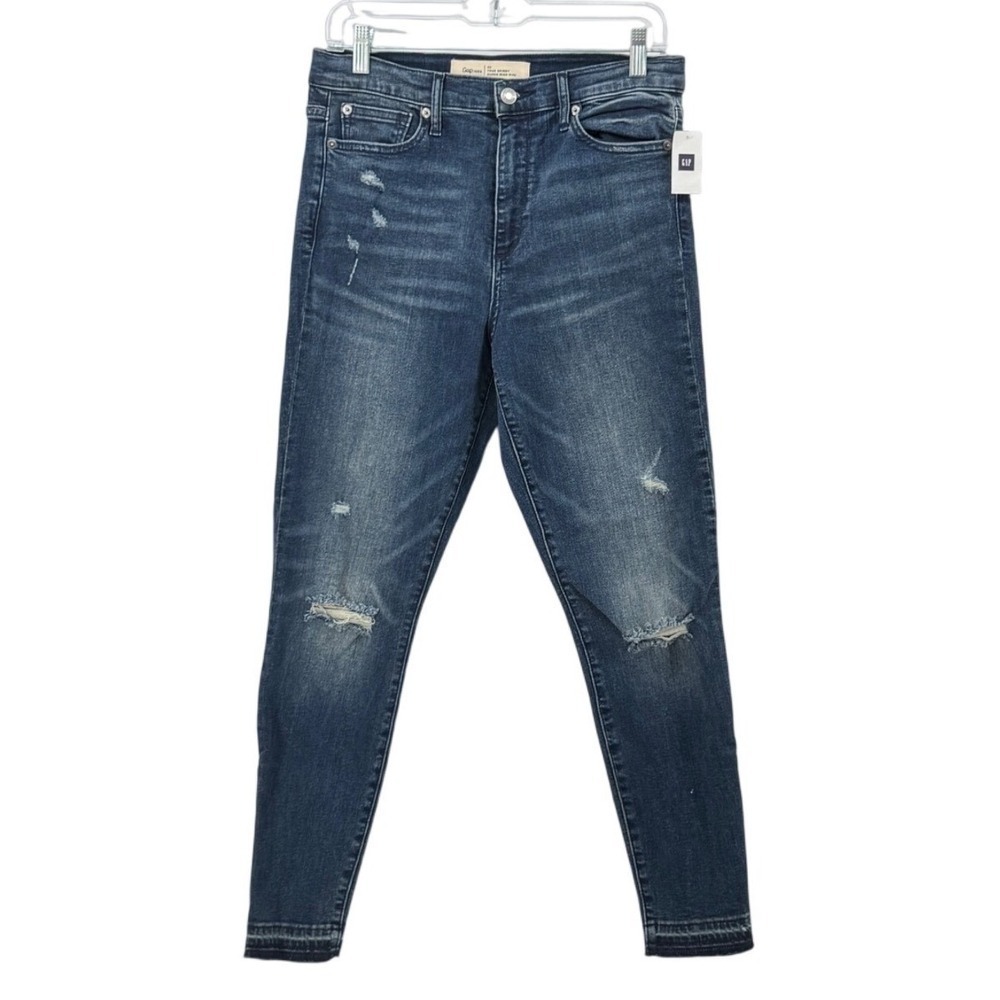NEW Gap 1969 True Skinny Super High Rise Distressed Jeans 30 Raw Hem Edgy Grunge